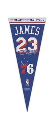 LeBron James Philadelphia 76ers Jersey Premium Pennant 12x30