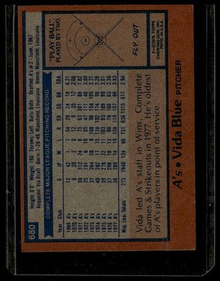1978 Topps #680 Vida Blue
