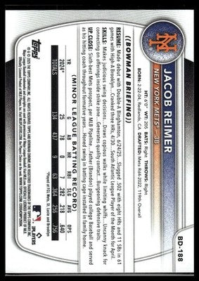 2025 Bowman Draft #BD-188 Jacob Reimer
