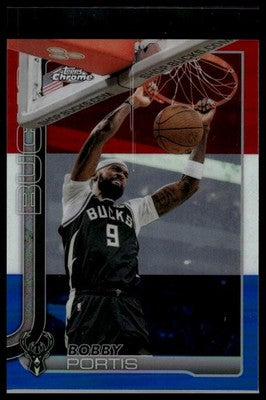 2025-26 Topps Chrome Update #110 Bobby Portis Red White and Blue Refractor