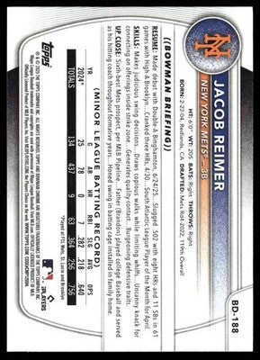 2025 Bowman Draft #BD-188 Jacob Reimer