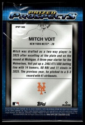 2025 Bowman Draft #PP-10 Mitch Voit Prized Prospects