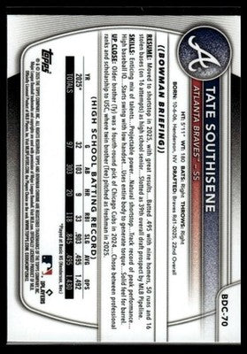 2025 Bowman Draft #BDC-70 Tate Southisene Chrome