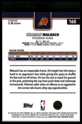 2025-26 Topps Chrome Update #160 Khaman Maluach
