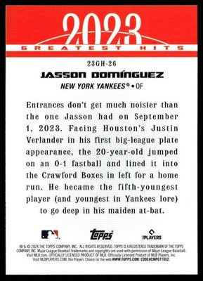 2024 Topps #23GH-26 Jasson Domínguez 2023 Greatest Hits