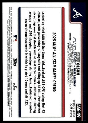 2025 Topps Update #ASG-49 Matt Olson 2025 All-Star Game