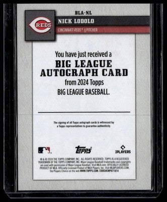 2024 Topps Big League #BLA-NL Nick Lodolo Big League Autographs
