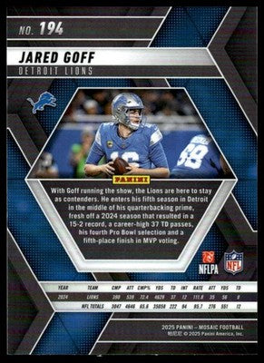 2025 Panini Mosaic #194 Jared Goff