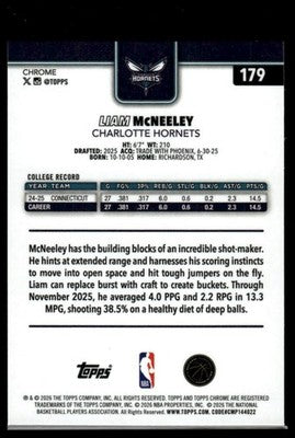 2025-26 Topps Chrome Update #179 Liam McNeeley