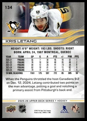 2025-26 Upper Deck #134 Kris Letang