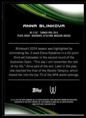 2025 Topps Chrome #112 Anna Blinkova Orange Refractor #/25