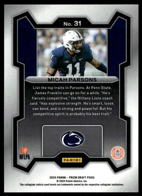 2024 Panini Prizm Draft Picks #31 Micah Parsons