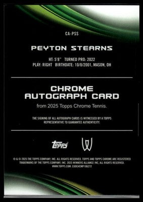 2025 Topps Chrome #CA-PSS Peyton Stearns Chrome Autographs
