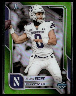 2025 Bowman University Chrome #198 Preston Stone Lime Green Refractor #/275