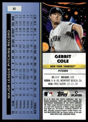 2025 Topps Chrome Cosmic #82 Gerrit Cole