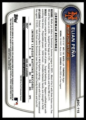 2025 Bowman Draft #BDC-115 Elian Peña Chrome