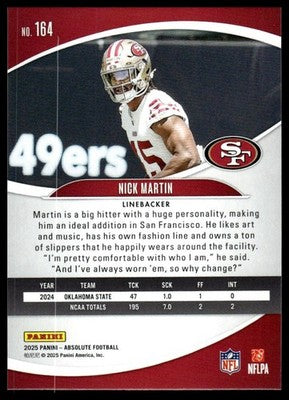 2025 Panini Absolute #164 Nick Martin Black