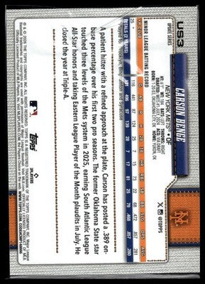 2026 Topps Update #US3 Carson Benge