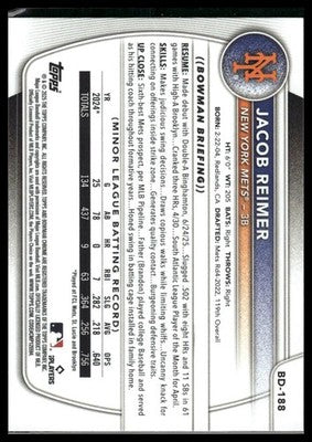2025 Bowman Draft #BD-188 Jacob Reimer
