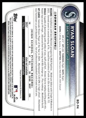 2025 Bowman Draft #BD-94 Ryan Sloan