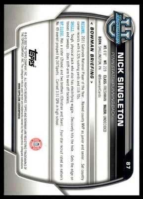 2022 Bowman University Chrome #87 Nick Singleton
