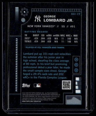 2024 Bowman #BAI-19 George Lombard Jr. Bowman A.I.