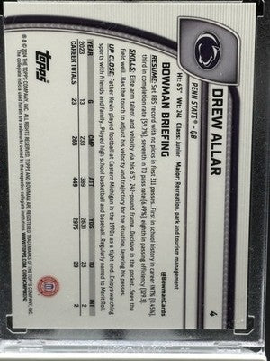 2024 Bowman University Chrome Sapphire Edition - Drew Allar #4 Gold /50 (RC)
