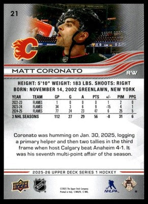 2025-26 Upper Deck #21 Matt Coronato