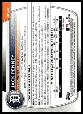 2025 Bowman #BP-60 Jack Penney Prospects