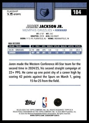 2025-26 Topps #184 Jaren Jackson Jr.