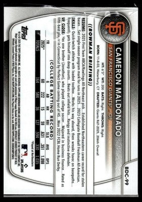 2025 Bowman Draft #BDC-99 Cameron Maldonado Chrome