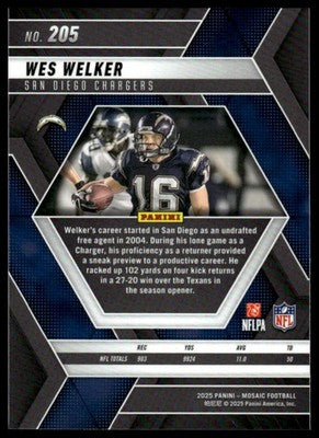 2025 Panini Mosaic #205 Wes Welker