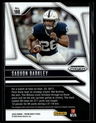 2025 Panini Prizm Draft Picks #190 Saquon Barkley Prizms Silver