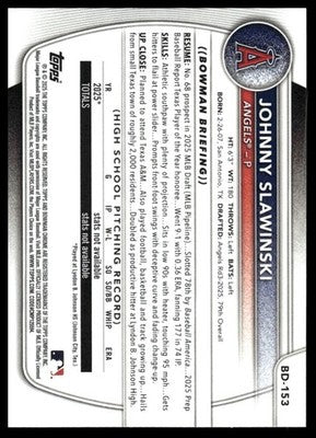 2025 Bowman Draft #BD-153 Johnny Slawinski