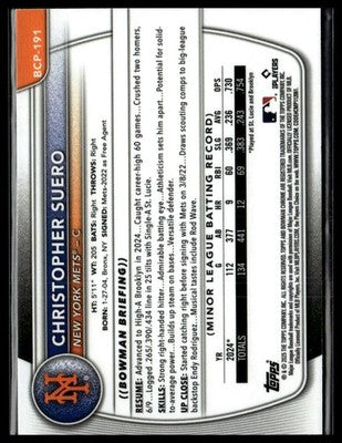 2025 Bowman Chrome 1st Christopher Suero #BCP-191
