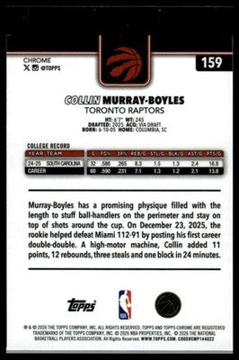 2025-26 Topps Chrome Update #159 Collin Murray-Boyles