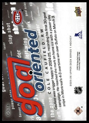 2025-26 Upper Deck #GO-16 Cole Caufield Goal Oriented