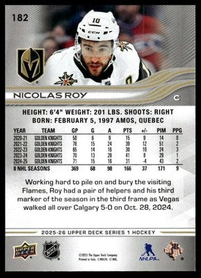 2025-26 Upper Deck #182 Nicolas Roy