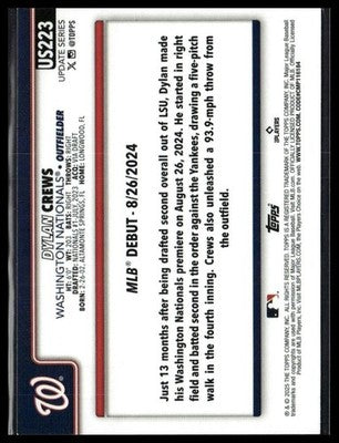 2025 Topps Update #US223 Dylan Crews Foil Refractor