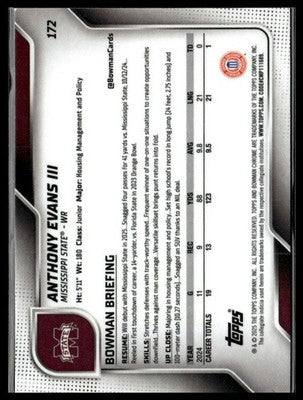 2025 Bowman University Chrome #172 Anthony Evans III