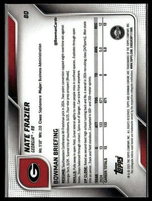 2025 Bowman University Chrome #80 Nate Frazier