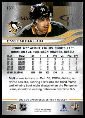 2025-26 Upper Deck #131 Evgeni Malkin