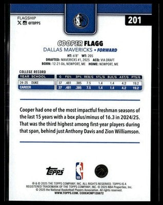 2025-26 Topps #201 Cooper Flagg