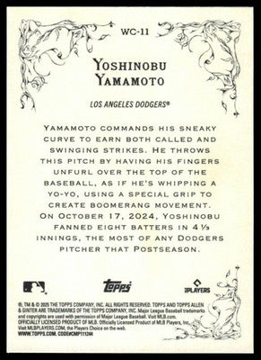 2025 Topps Allen & Ginter #WC-11 Yoshinobu Yamamoto Wicked Curves