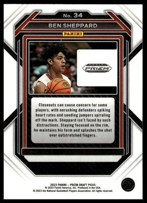 2023 Panini Prizm Draft Picks #34 Ben Sheppard