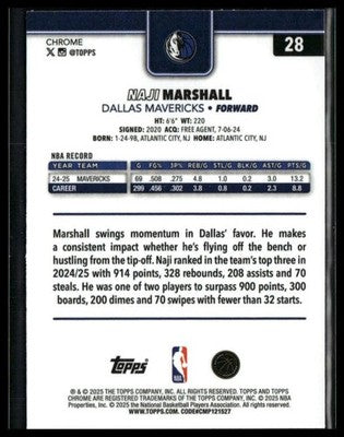 2025-26 Topps Chrome #28 Naji Marshall Refractors