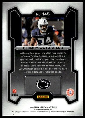 2024 Panini Prizm Draft Picks #145 Olumuyiwa Fashanu Silver
