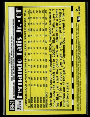 2025 Topps Update #U90-23 Fernando Tatis Jr. 1990 Topps Baseball 35th Pink Foil