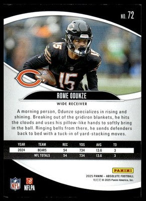 2025 Panini Absolute #72 Rome Odunze Red