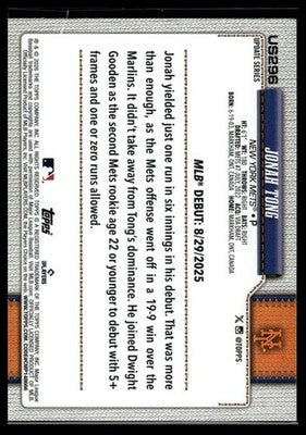 2026 Topps Update #US296 Jonah Tong